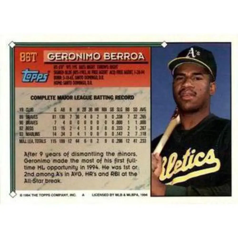 1994 Topps Traded Geronimo Berroa 86T Oakland Athletics